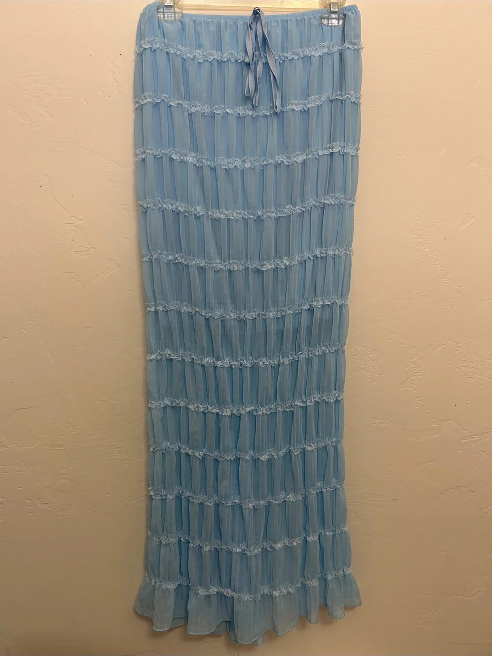 Light Blue Ruffled Maxi Skirt - Picture 1 of 4